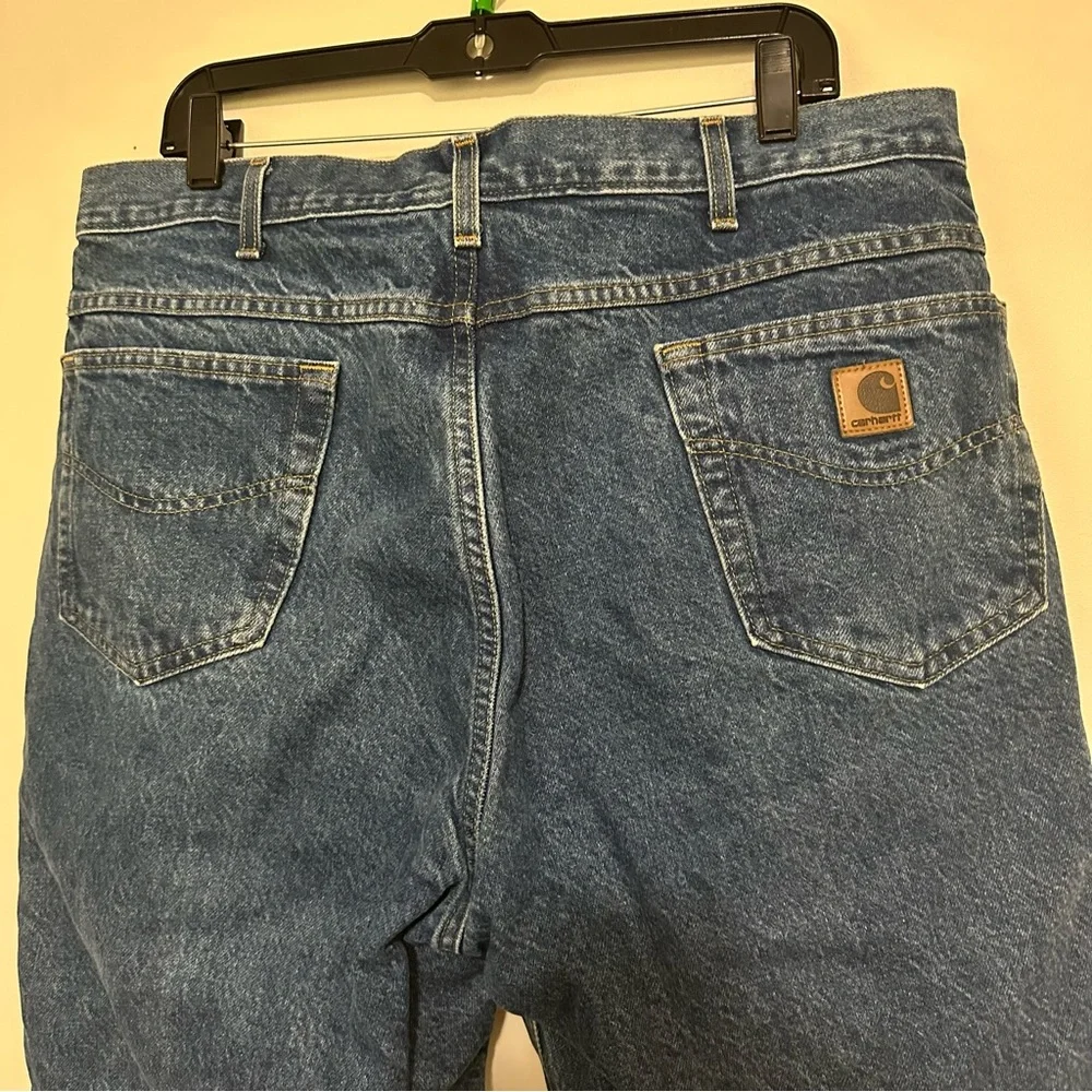 Carhartt‎ Flannel Lined Blue Jeans Mens 38x30 Regular Fit Blue Plaid Lining